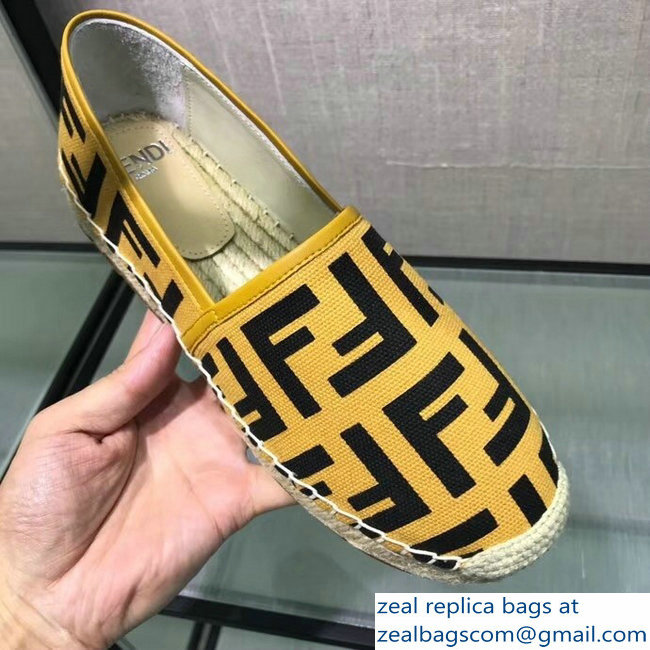 Fendi FF Logo Canvas Espadrilles Yellow 2018 - Click Image to Close