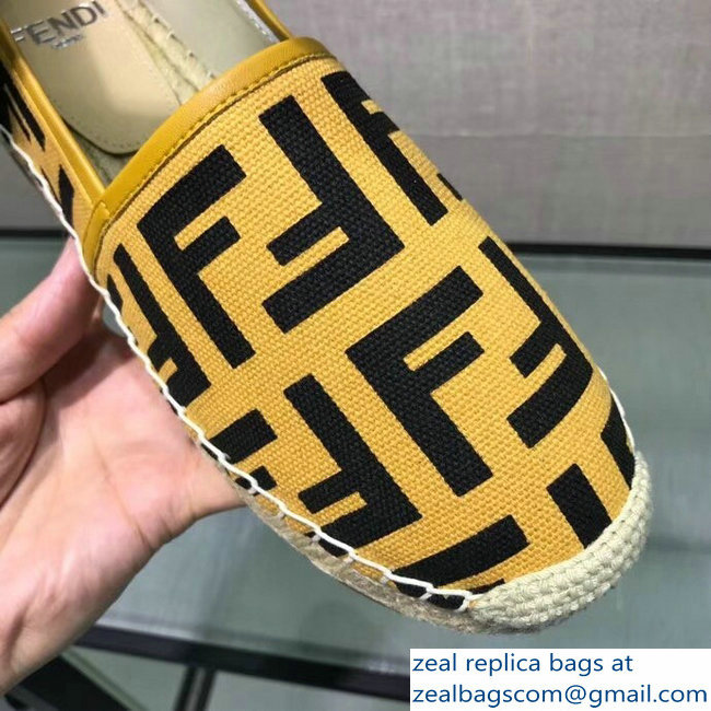 Fendi FF Logo Canvas Espadrilles Yellow 2018 - Click Image to Close