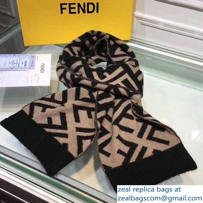 Fendi FF Logo Hat and Scarf Set Beige