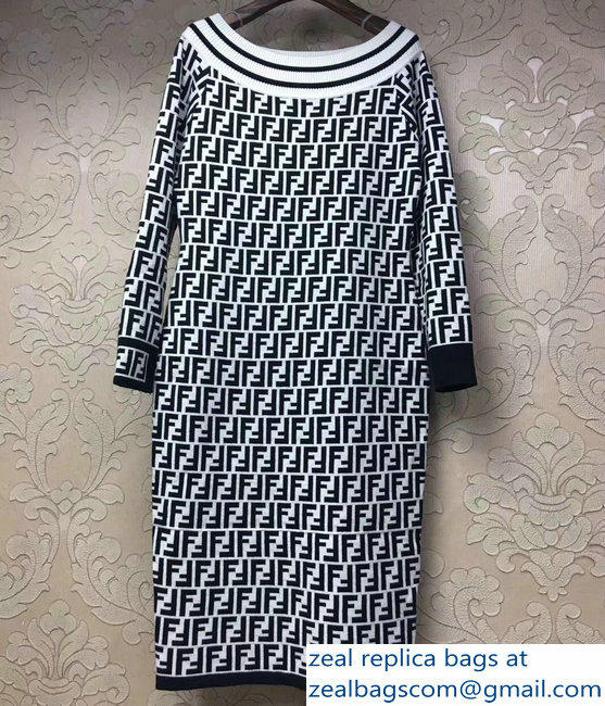 Fendi FF Logo Horizontal Neck Dress White 2018