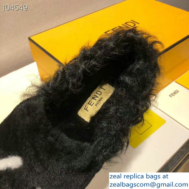 Fendi FF Logo Shearling Fur Loafers Black 2018