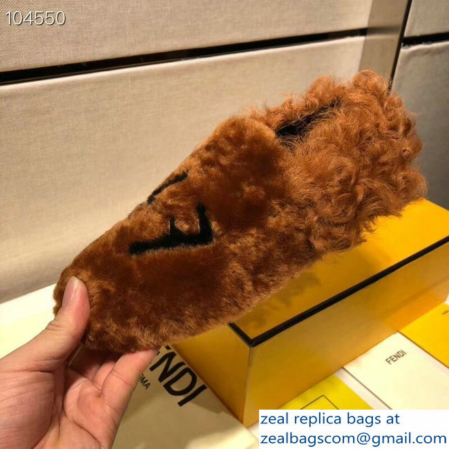 Fendi FF Logo Shearling Fur Loafers Brown 2018