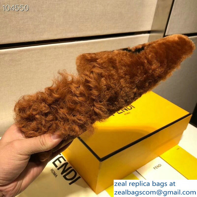 Fendi FF Logo Shearling Fur Loafers Brown 2018