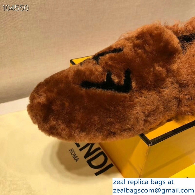 Fendi FF Logo Shearling Fur Loafers Brown 2018