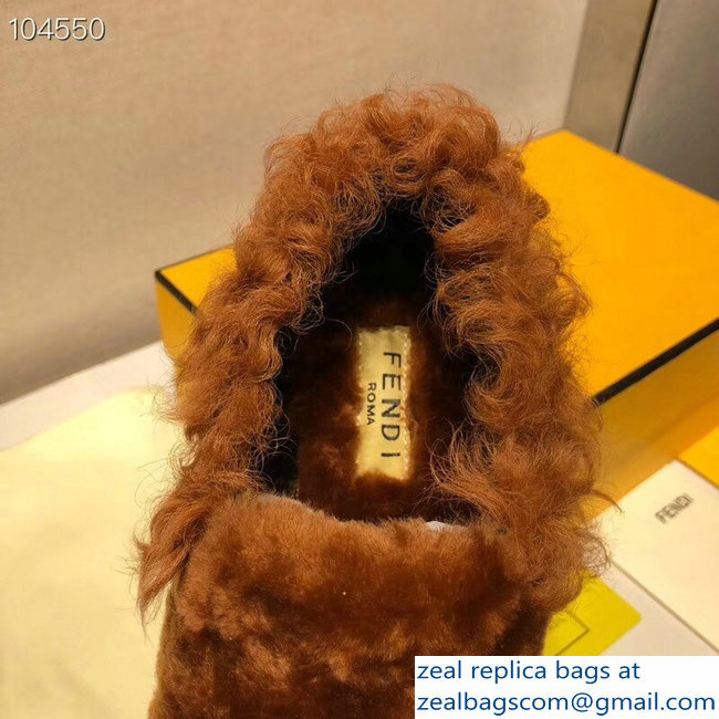 Fendi FF Logo Shearling Fur Loafers Brown 2018