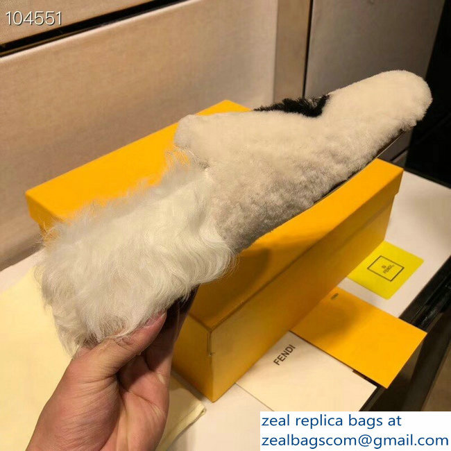 Fendi FF Logo Shearling Fur Loafers White 2018