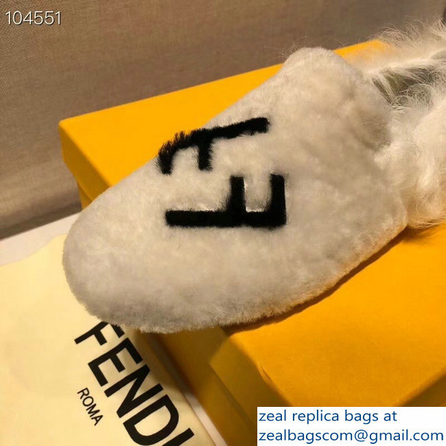 Fendi FF Logo Shearling Fur Loafers White 2018