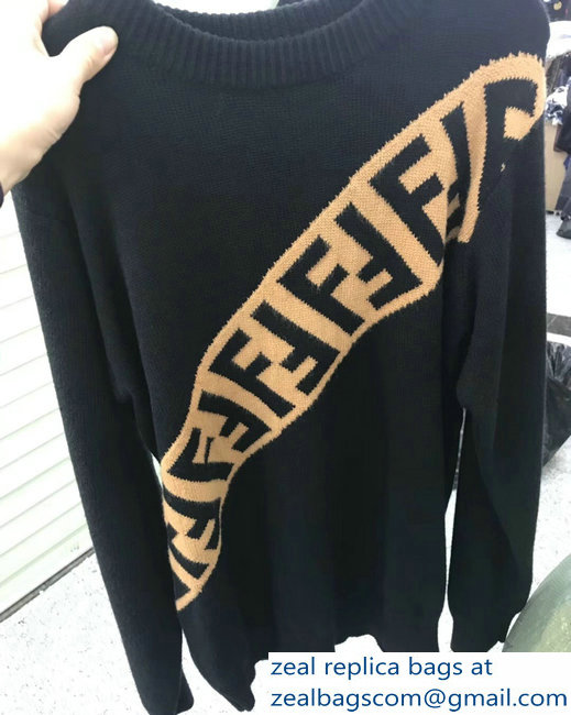 Fendi FF Logo Sweater Black 2018 - Click Image to Close