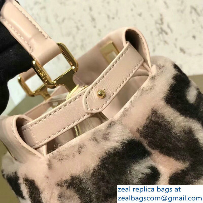 Fendi FF Print Multicolor Shearling Peekaboo Mini Bag Light Pink 2018 - Click Image to Close