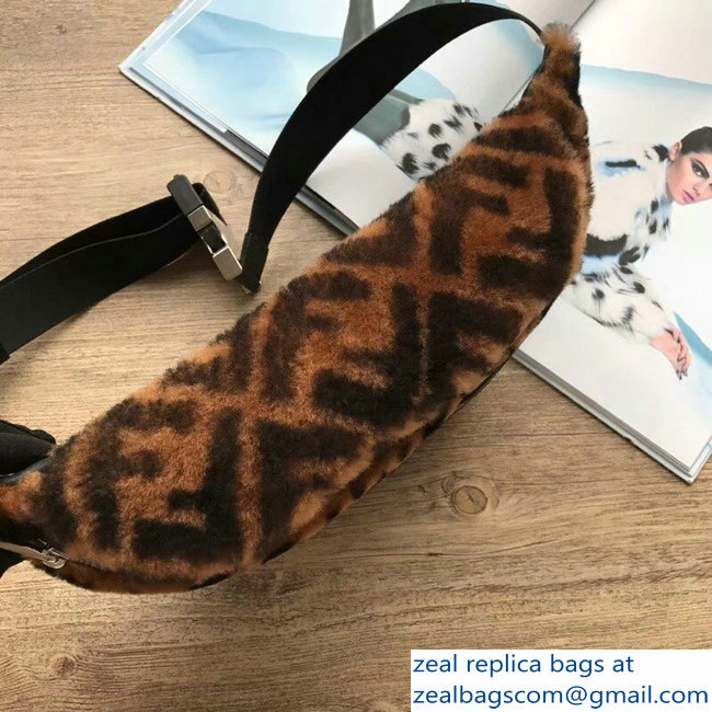 Fendi FF Print Shearling Fur Belt Bag 2018