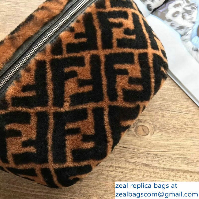 Fendi FF Print Shearling Fur Belt Bag 2018
