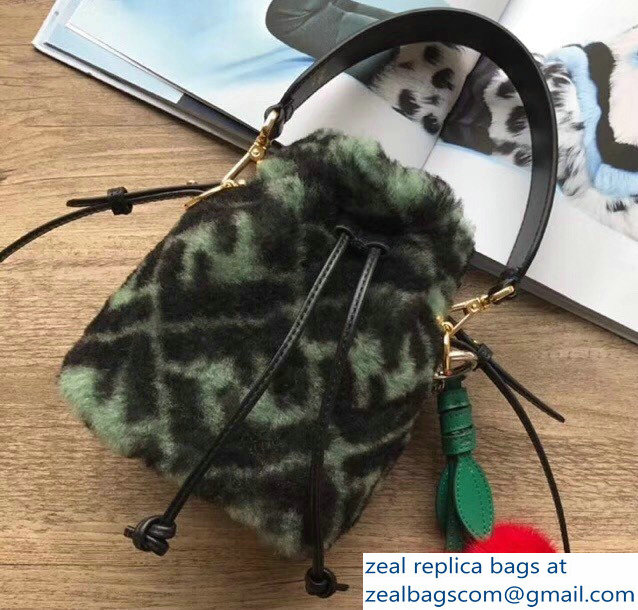 Fendi FF Print Shearling Mon Tresor Bucket Mini Bag 02 2018