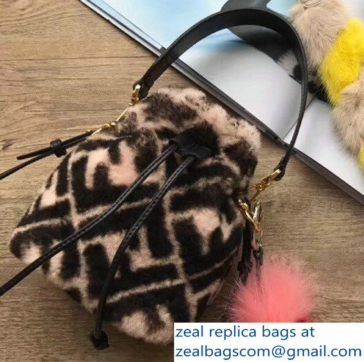 Fendi FF Print Shearling Mon Tresor Bucket Mini Bag 04 2018