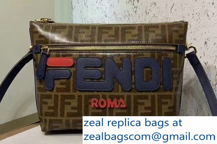 Fendi Glazed Fabric FF Mania Logo Pyramid-Shaped Toiletry Case Pouch Bag 2018