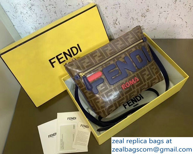 Fendi Glazed Fabric FF Mania Logo Pyramid-Shaped Toiletry Case Pouch Bag 2018