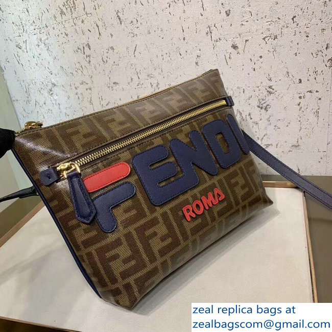 Fendi Glazed Fabric FF Mania Logo Pyramid-Shaped Toiletry Case Pouch Bag 2018 - Click Image to Close