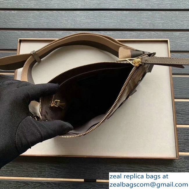 Fendi Glazed Fabric FF Mania Logo Slim Pouch Messenger Bag Brown 2018