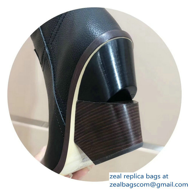 Fendi Heel 10cm Leather Pointed Toe Ankle Boots Black Deerskin Print 2018