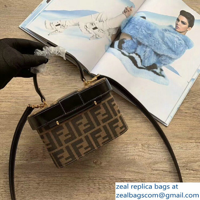 Fendi Leather and Jacquard Fabric FF Box Bag 2018