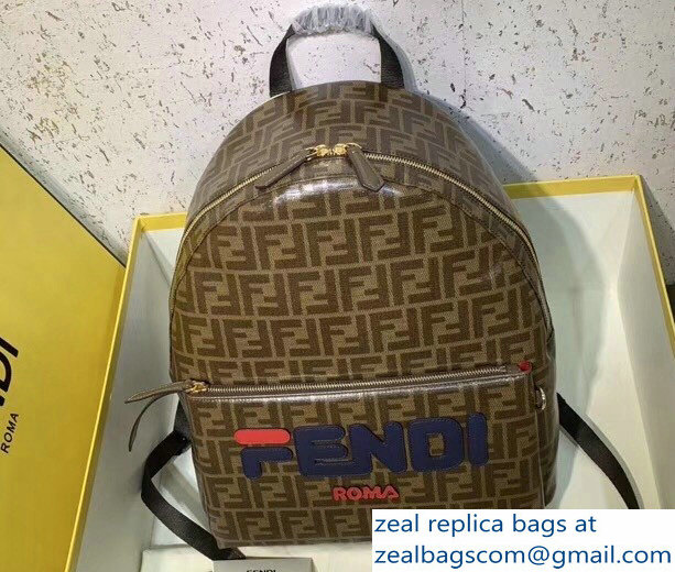Fendi Mania Logo FF Glazed Fabric Large Backpack Bag 2018