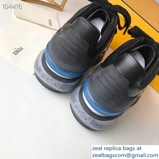 Fendi Mania Logo Lace-Up Leather Sneakers Black 2018 - Click Image to Close