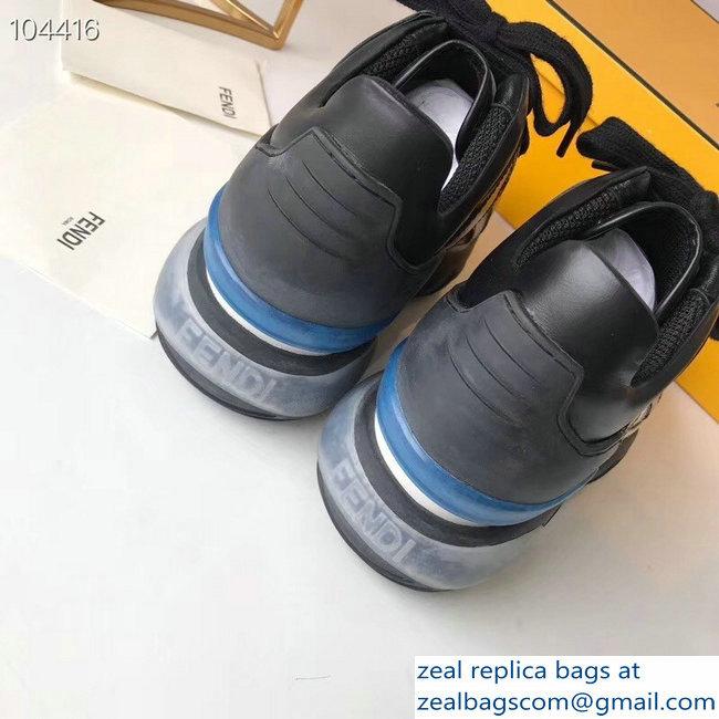 Fendi Mania Logo Lace-Up Leather Sneakers Black 2018