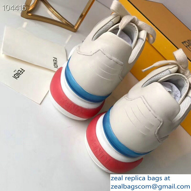 Fendi Mania Logo Lace-Up Leather Sneakers White 2018 - Click Image to Close