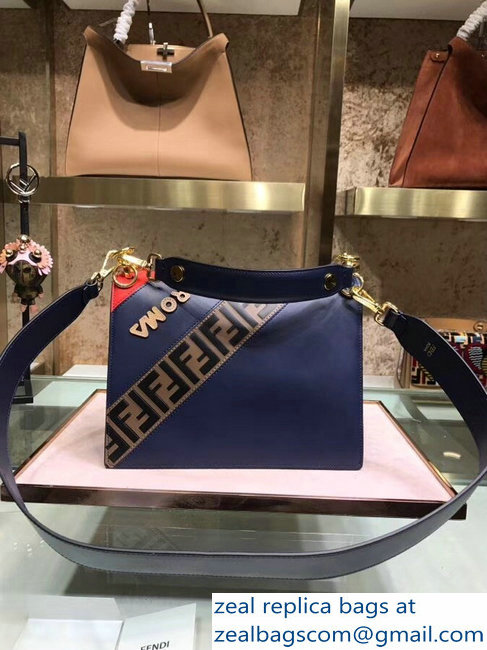 Fendi Mania Logo Medium Kan I Bag Blue 2018