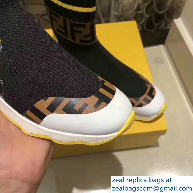 Fendi Mania Logo Multicolor Fabric Sneaker Boots Black 2018