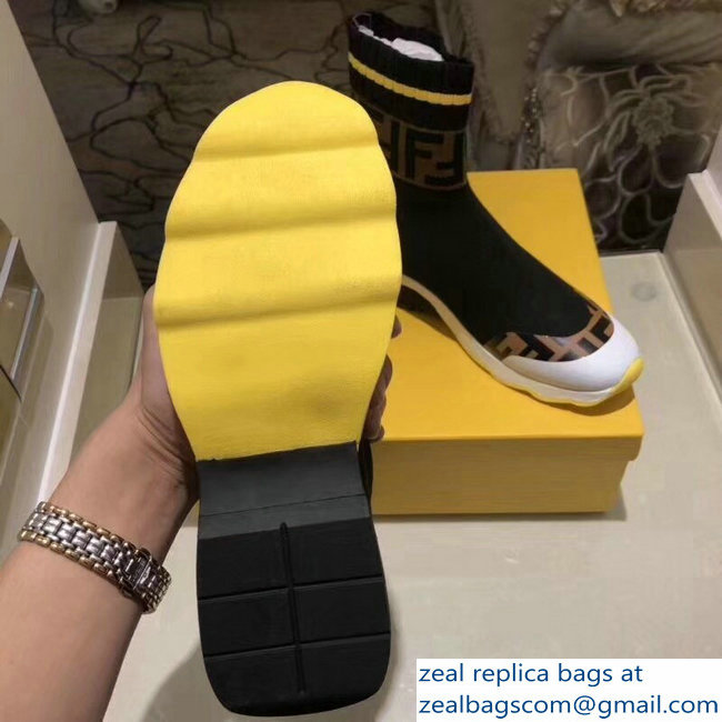 Fendi Mania Logo Multicolor Fabric Sneaker Boots Black 2018