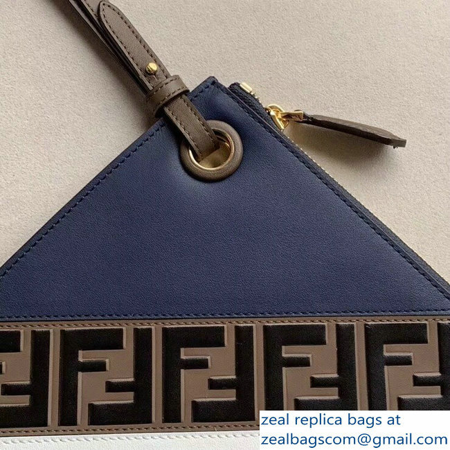 Fendi Mania Logo Slim Medium Triplette Clutch Bag Blue 2018