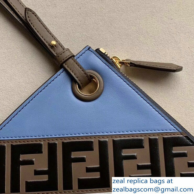 Fendi Mania Logo Slim Small Triplette Clutch Bag Blue 2018