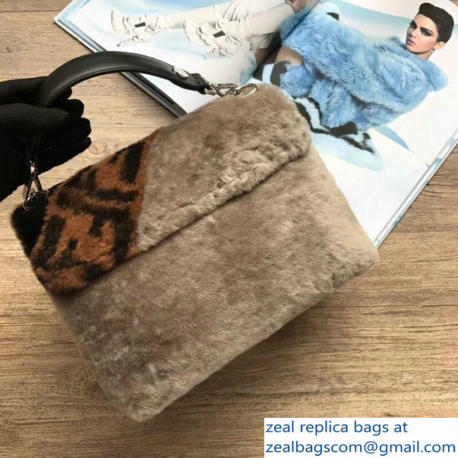 Fendi Multicolor Shearling Fur Diagonal Inlay FF Medium Kan I Bag 2018 - Click Image to Close