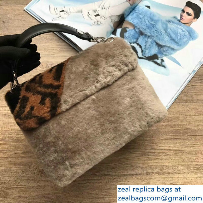 Fendi Multicolor Shearling Fur Diagonal Inlay FF Medium Kan I Bag 2018