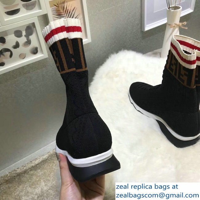 Fendi Multicolour Fabric Sneakers Boots FF Logo Black 2018 - Click Image to Close