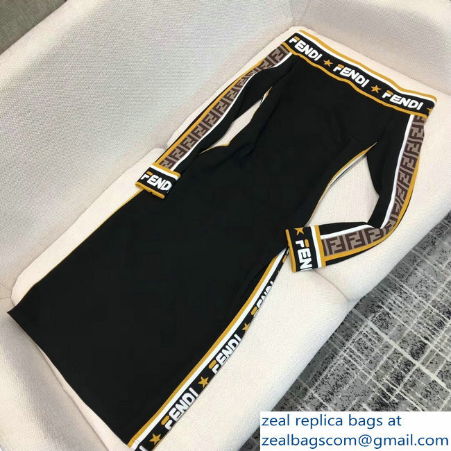 Fendi Off-The-Shoulder Midi Dress Black Jersey 2018