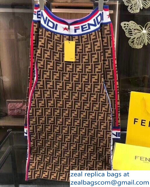 Fendi Off-The-Shoulder Mini Dress Multicolor Cotton Jersey 2018