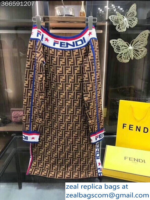 Fendi Off-The-Shoulder Mini Dress Multicolor Cotton Jersey 2018