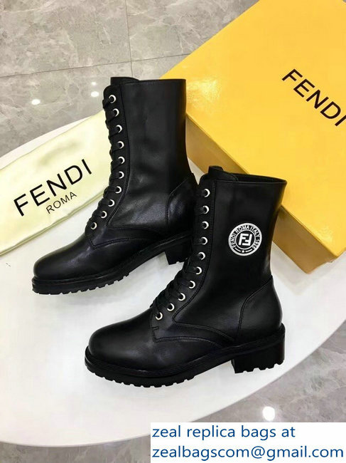 Fendi Stamp Patch Ankle Boots Black 2018