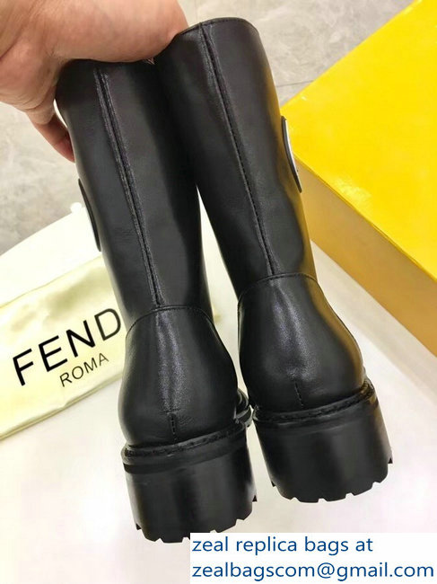 Fendi Stamp Patch Ankle Boots Black 2018 - Click Image to Close