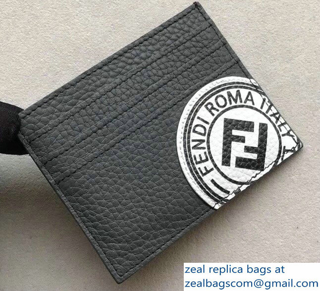 Fendi Stamp Patch Card Holder Gray 2018