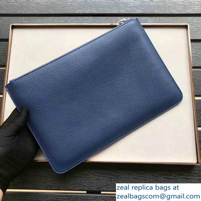 Fendi Stamp Patcho Slim Zipped Pochette Pouch Clutch Bag Blue 2018 - Click Image to Close