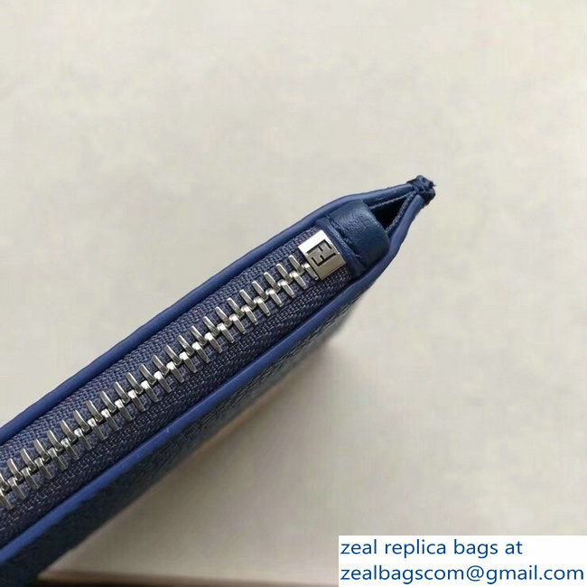 Fendi Stamp Patcho Slim Zipped Pochette Pouch Clutch Bag Blue 2018 - Click Image to Close
