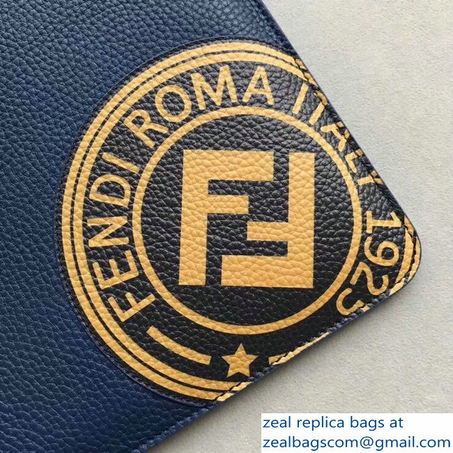 Fendi Stamp Patcho Slim Zipped Pochette Pouch Clutch Bag Blue 2018