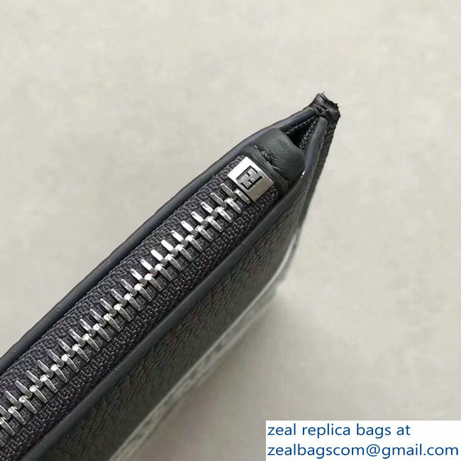 Fendi Stamp Patcho Slim Zipped Pochette Pouch Clutch Bag Gray 2018
