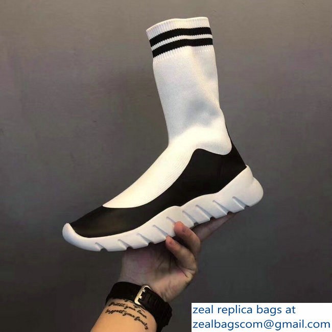 Fendi Tech Fabric High-Tops Running Lovers Sneakers Stamp Patch White 2018