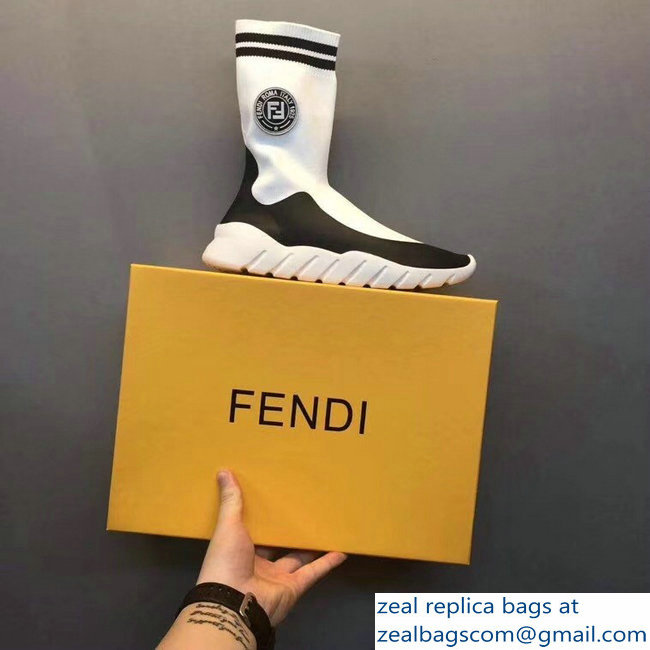 Fendi Tech Fabric High-Tops Running Lovers Sneakers Stamp Patch White 2018