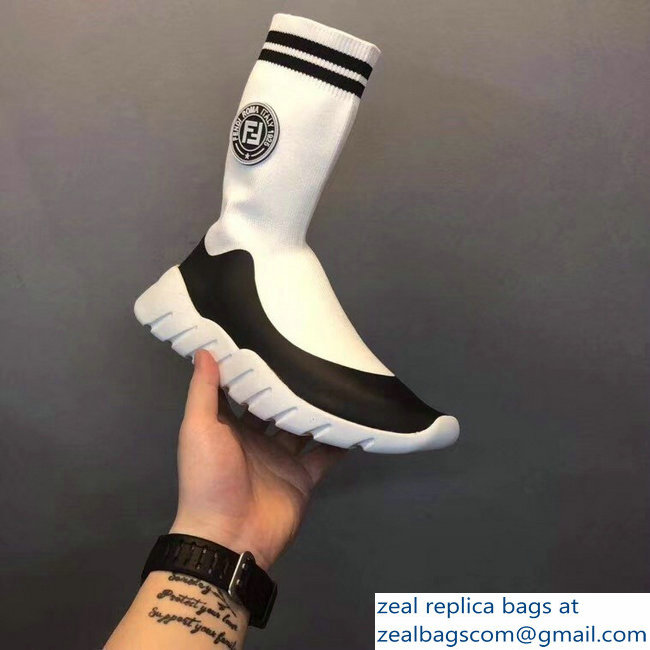 Fendi Tech Fabric High-Tops Running Lovers Sneakers Stamp Patch White 2018