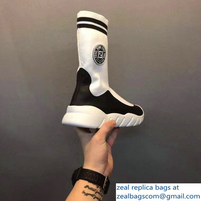 Fendi Tech Fabric High-Tops Running Lovers Sneakers Stamp Patch White 2018