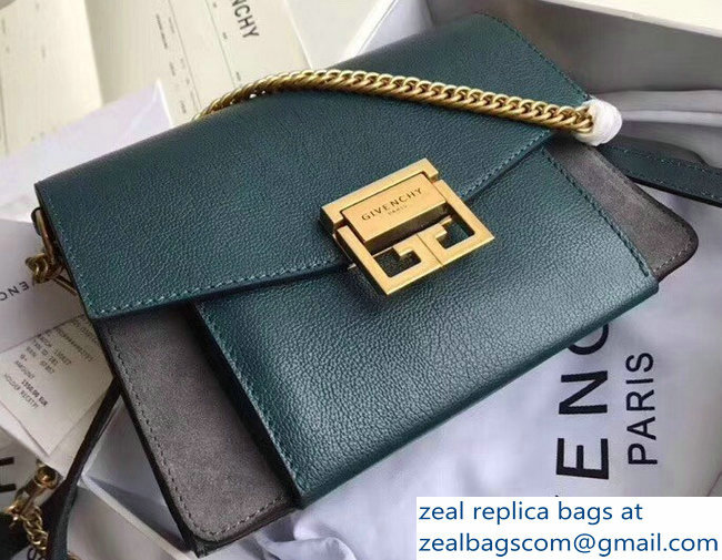 Givenchy Small GV3 Bag In Leather And Suede Green 2018 - Click Image to Close